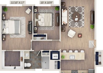 Two bedroom 2D floor plan